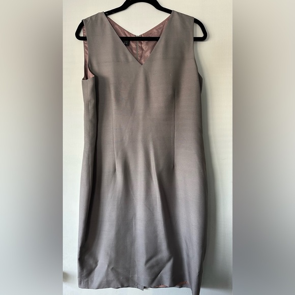 Vintage 1999 2-pc Spenser Jeremy 100% Silk Gray sheath dress and coat. Size 12. - Picture 5 of 10